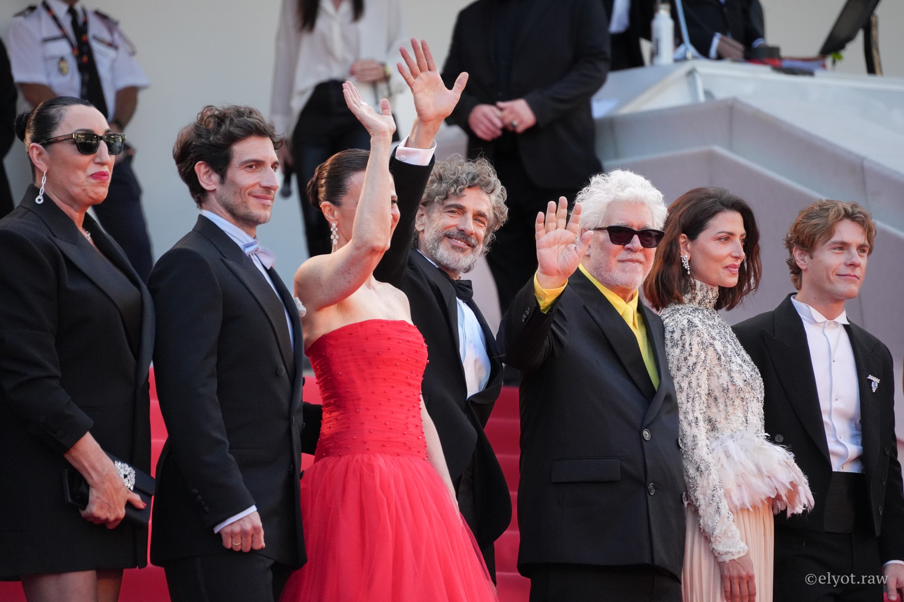 Leonardo Sbaraglia, Pedro Almodóvar and fellow Bitter Christmas cast members at the 2026 Cannes Film Festival.