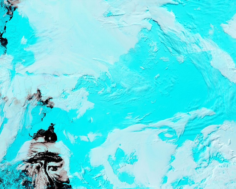 Historical satellite view of Thwaites Glacier, January 10, 2022.